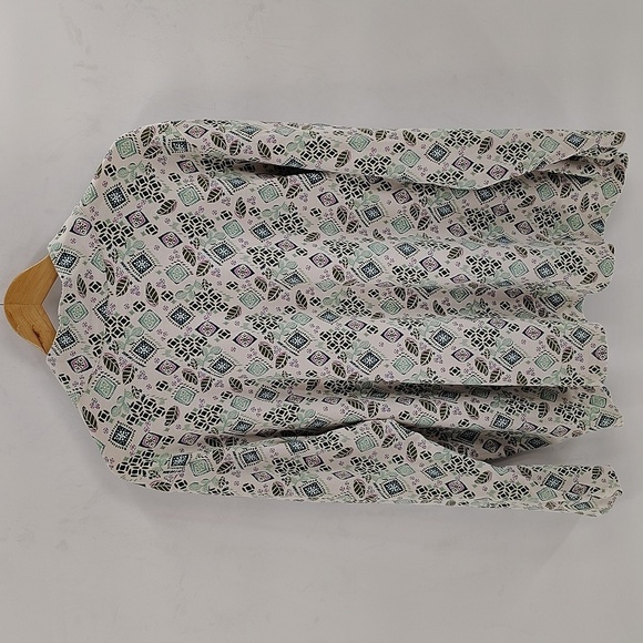 BLAIR Pullover Quarter To Half Zip With Kangaroo Front Pocket Green Print 3X - Picture 9 of 9